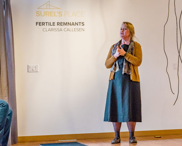 Clarissa Callesen speaks at one of her events at Surel's Place in March 2018.